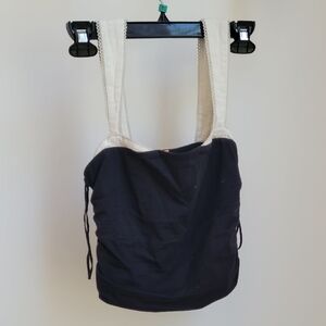 Free People Black and Cream Top with Modern Design